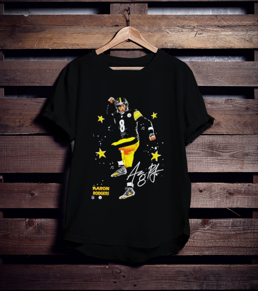 Aaron Rodgers Pittsburgh Steelers King Of The North Yellow Stars Signature T-Shirt