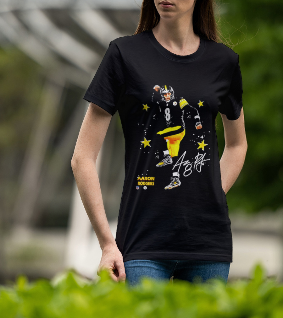 Aaron Rodgers Pittsburgh Steelers King Of The North Yellow Stars Signature T-Shirt