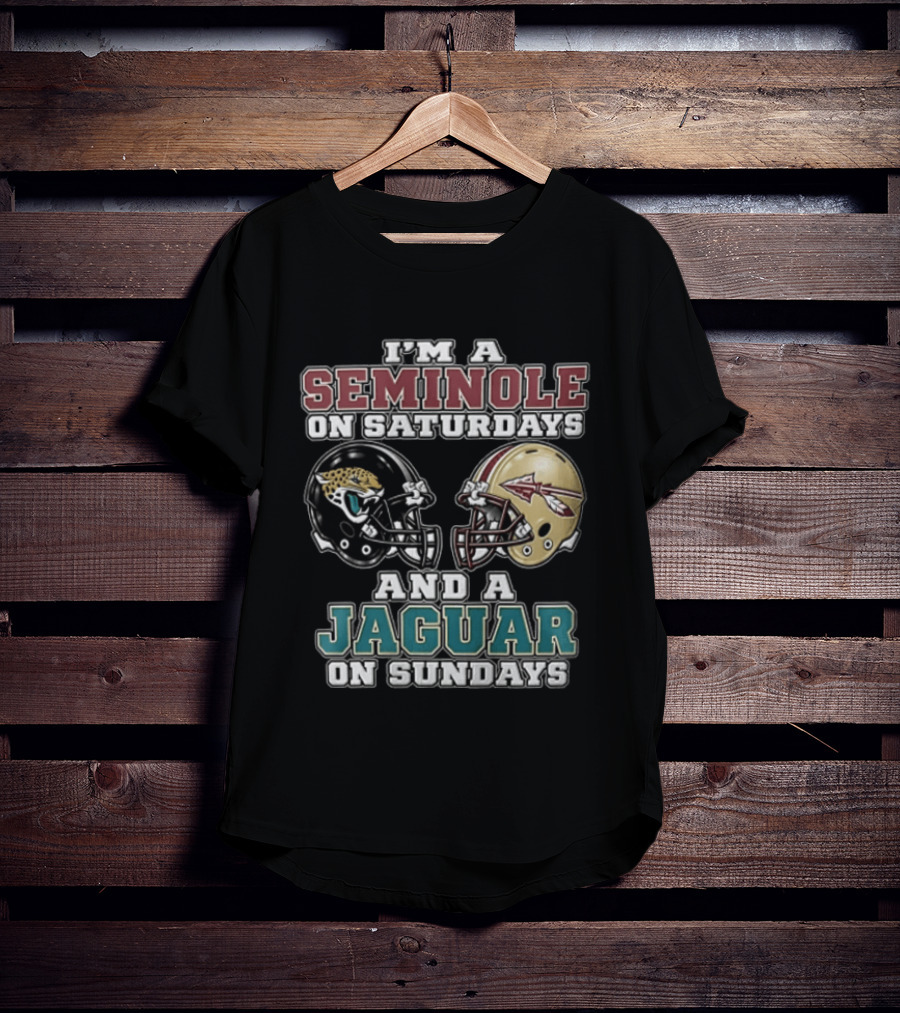 I'm A Seminole On Saturdays And A Jaguar On Sundays Football Fan Helmet T-Shirt