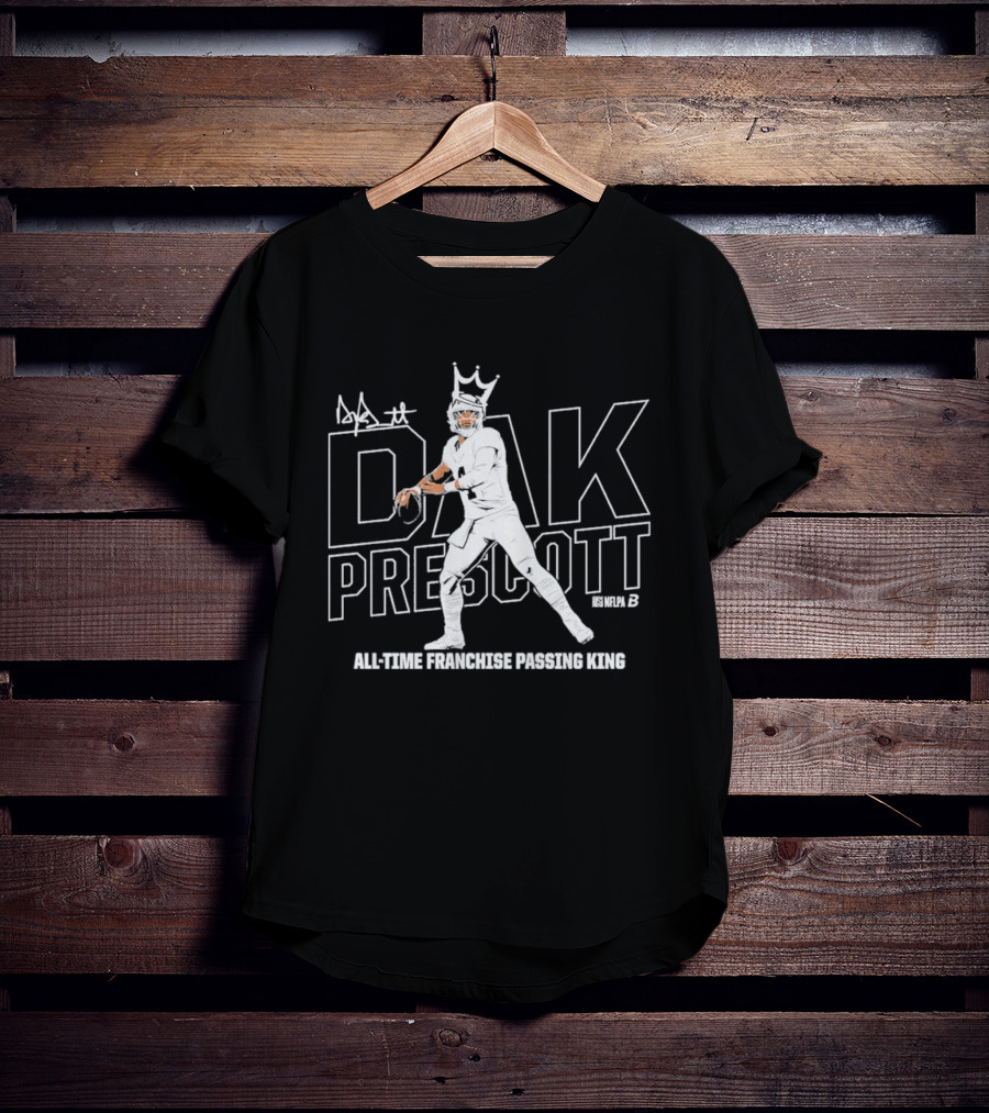 Dak Prescott All Time Franchise Passing King Number 4 Autograph T-Shirt