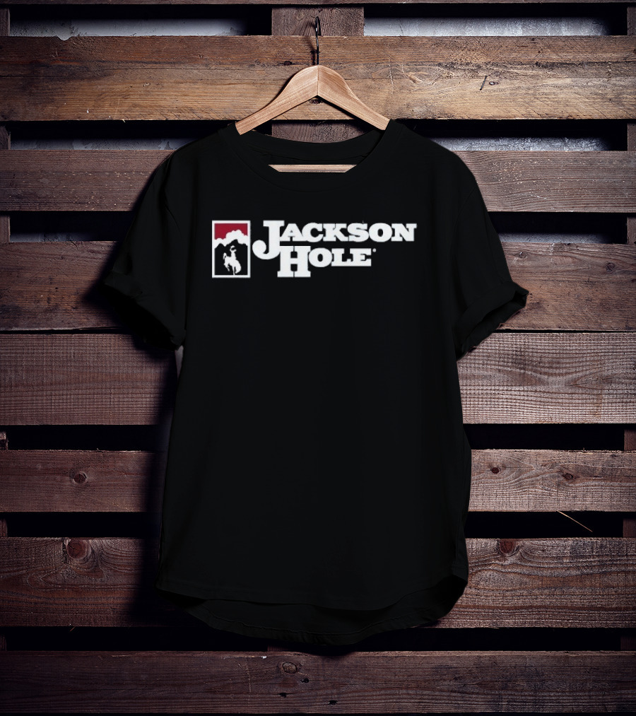 Jackson Hole Wyoming Cowboy Icon Red And White T-Shirt