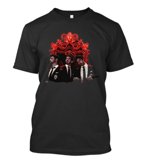 Jonas Brothers Burning Up Crest Tour Fiery Red Suits T-Shirt