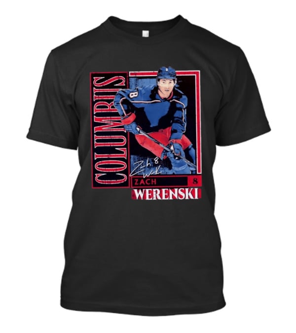 Zach Werenski 8 Columbus Blue Jackets Hockey Card T-Shirt