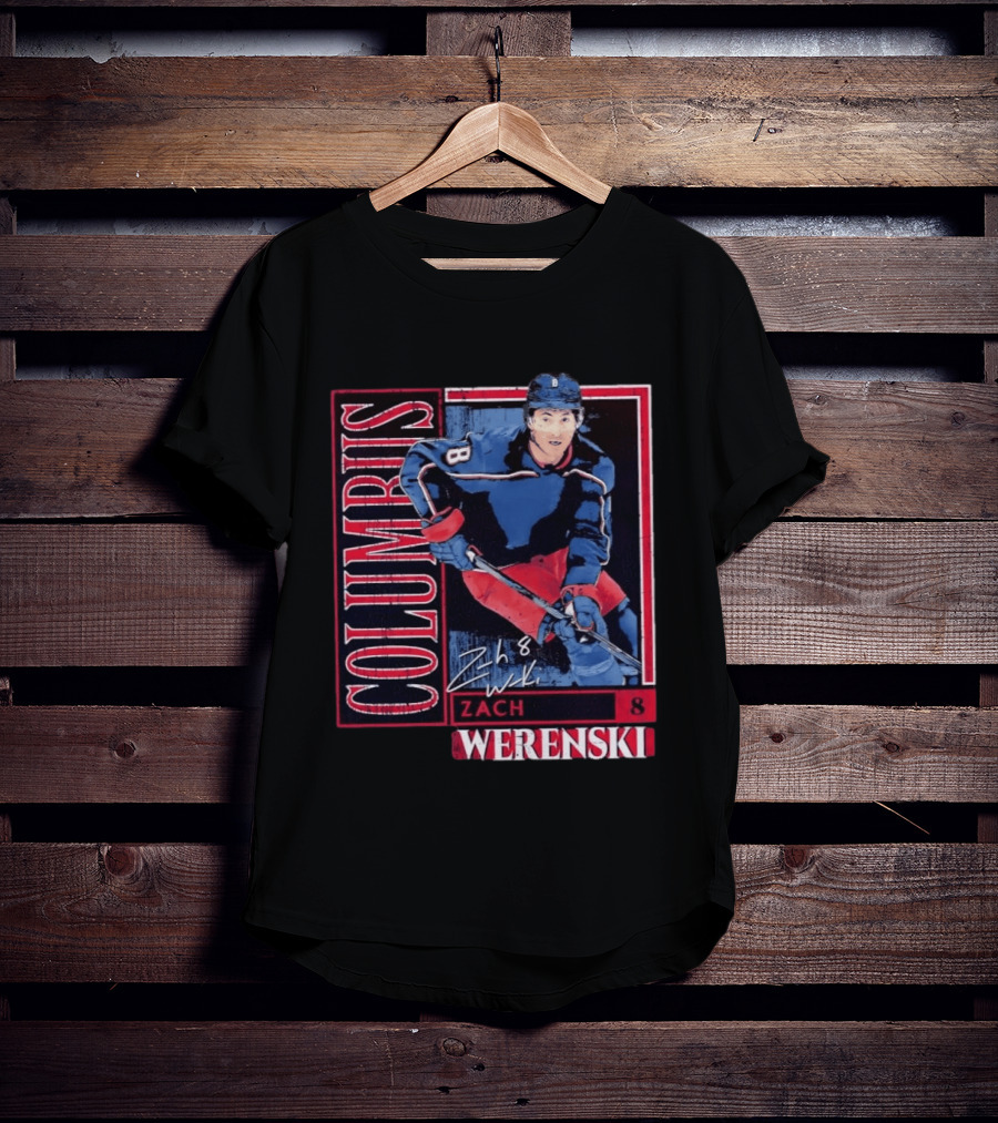 Zach Werenski 8 Columbus Blue Jackets Hockey Card T-Shirt