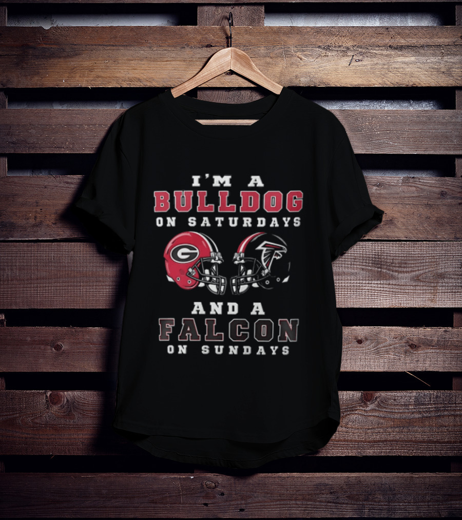 I'm A Bulldog On Saturdays And A Falcon On Sundays Georgia Atlanta Football Helmets T-Shirt