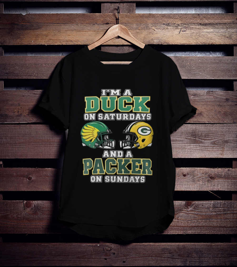 I'm A Duck On Saturdays And A Packer On Sundays Football Helmets T-Shirt