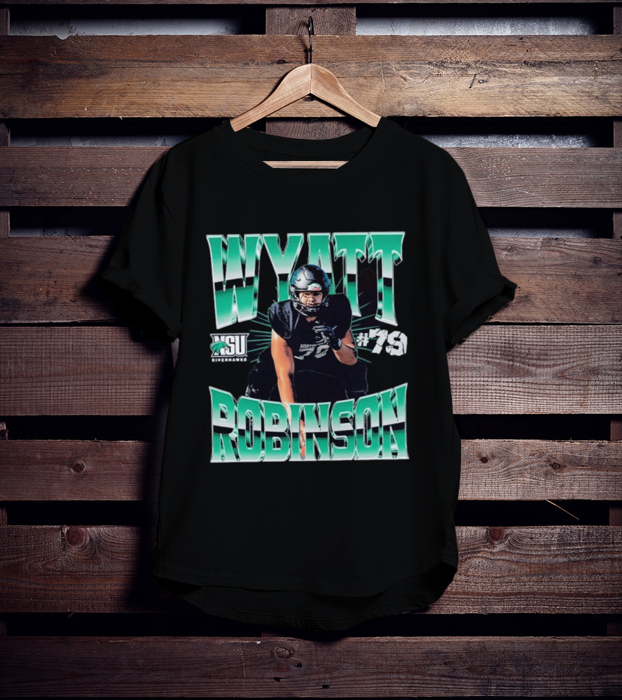 Northeastern State University RiverHawks Football Wyatt Robinson #79 T-Shirt