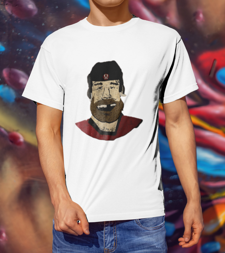 Lululemon Brent Burns Cartoon Hockey Player Missing Teeth T-Shirt