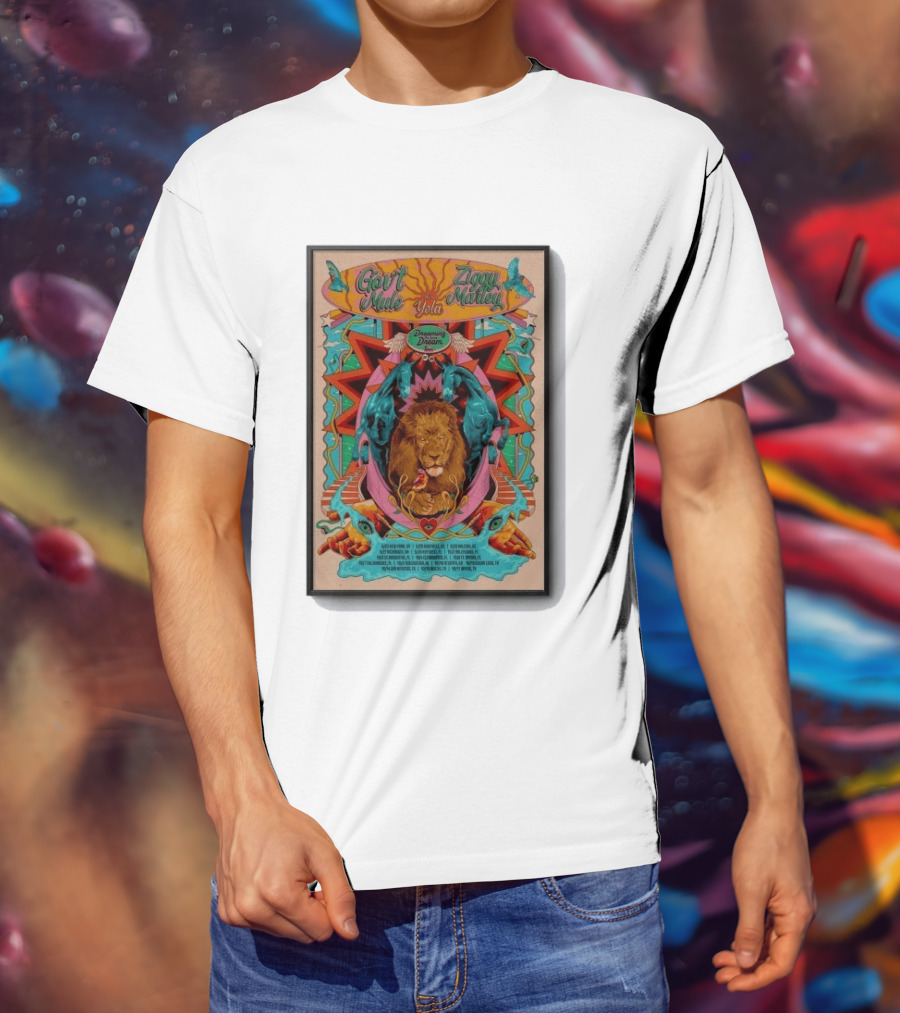 Gov't Mule Ziggy Marley Yola Dreaming The Same Dream Tour 2026 Lion Art And Dates T-Shirt