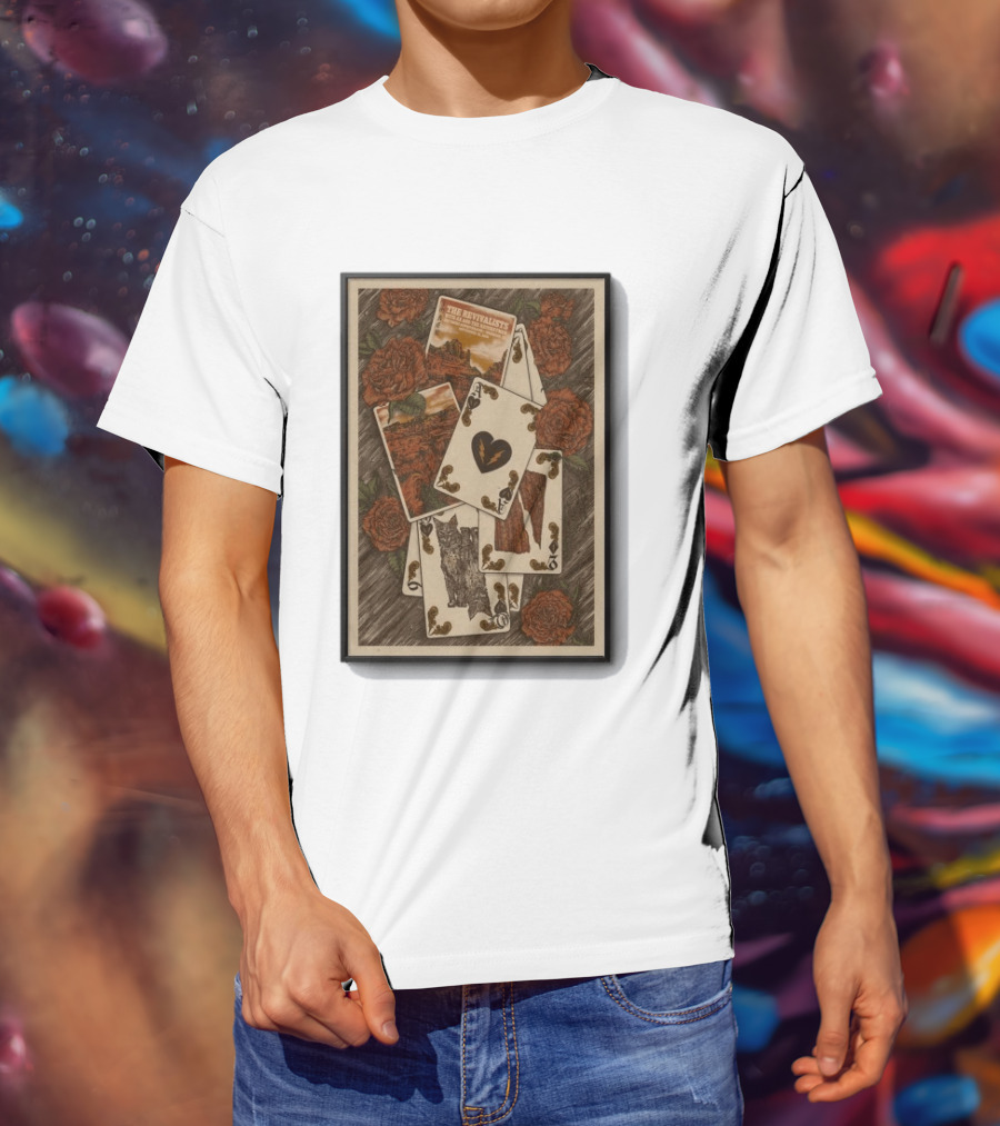 The Revivalists Red Rocks Amphitheatre Playing Cards Floral Art 9 25 2026 T-Shirt