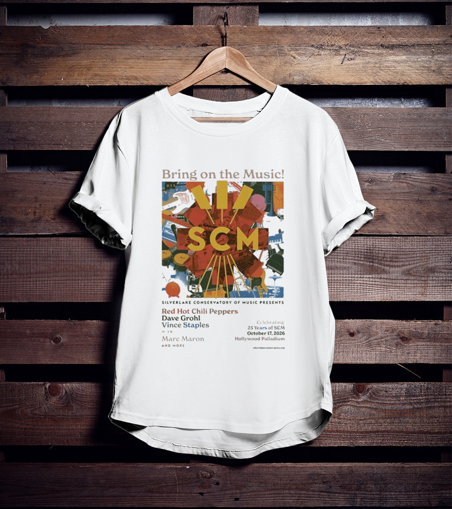 Bring On The Music Silverlake Conservatory Red Hot Chili Peppers Dave Grohl Vince Staples Event October 17 2026 Hollywood Palladium T-Shirt
