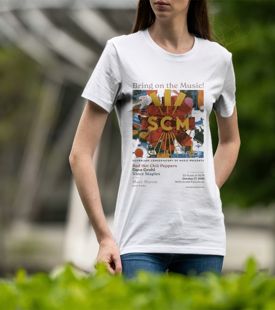 Bring On The Music Silverlake Conservatory Red Hot Chili Peppers Dave Grohl Vince Staples Event October 17 2026 Hollywood Palladium T-Shirt