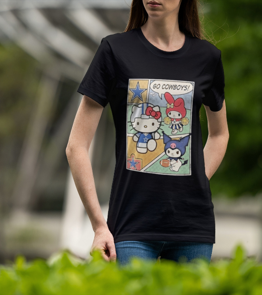 Dallas Cowboys Hello Kitty My Melody Kuromi Go Cowboys Comic T-Shirt