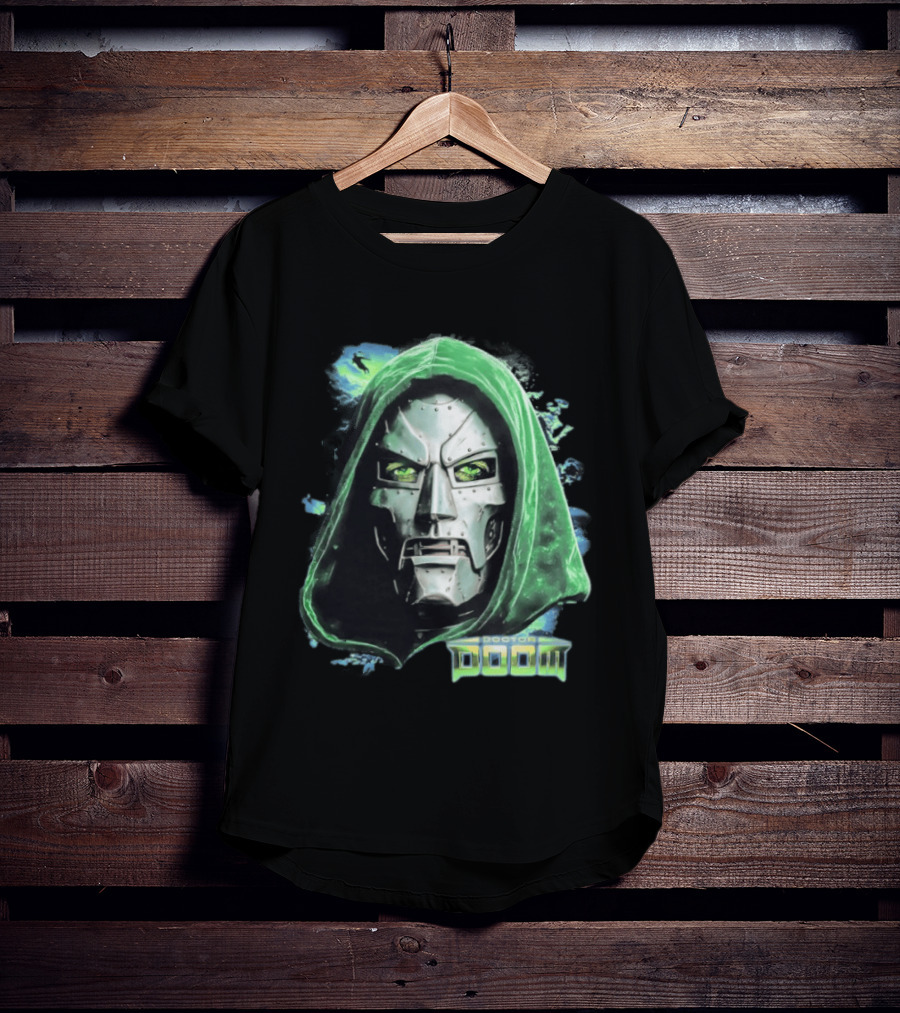 Doctor Doom Marvel Green Hooded Mask Iconic Villain T-Shirt
