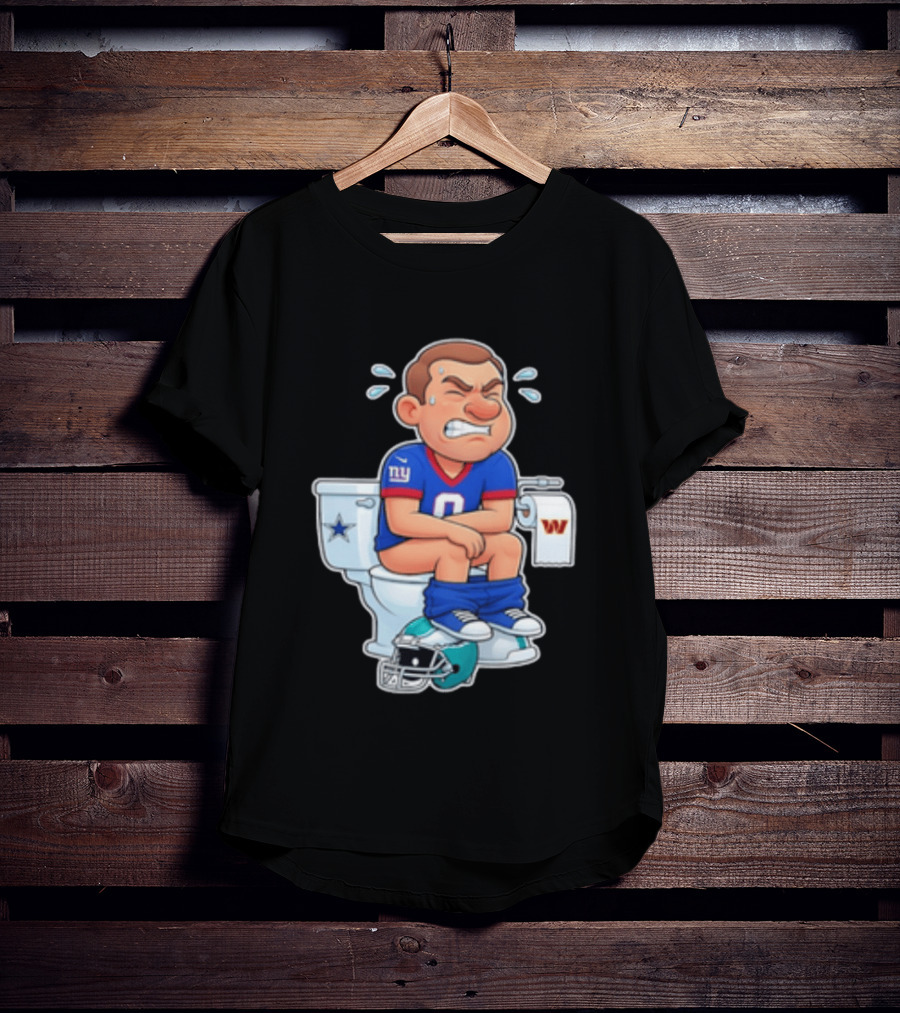 New York Giants Player Cartoon On Toilet With Football Rivalry T-Shirt