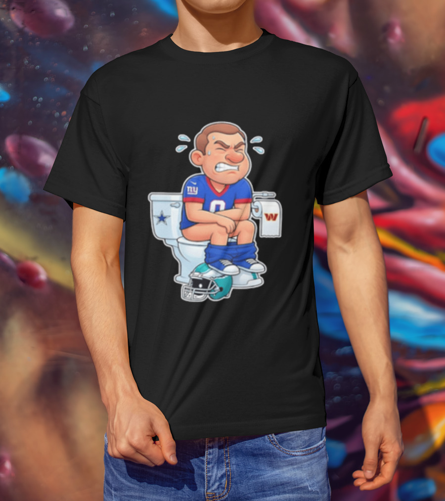 New York Giants Player Cartoon On Toilet With Football Rivalry T-Shirt