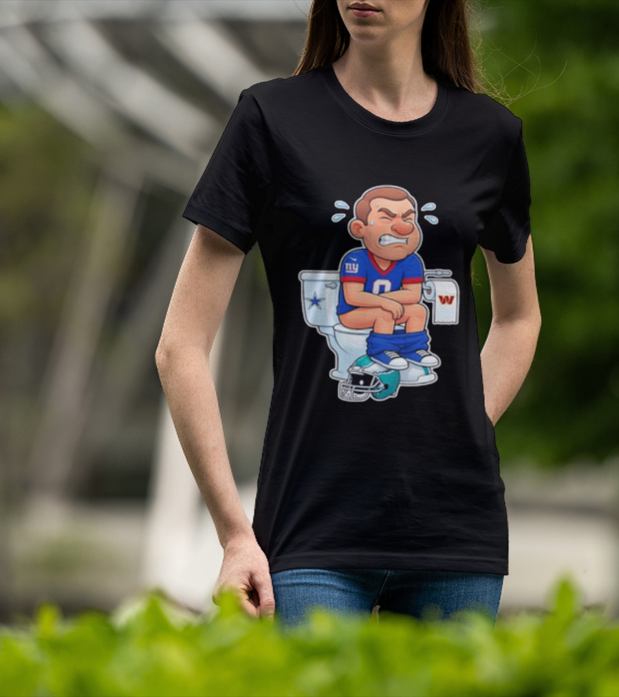 New York Giants Player Cartoon On Toilet With Football Rivalry T-Shirt