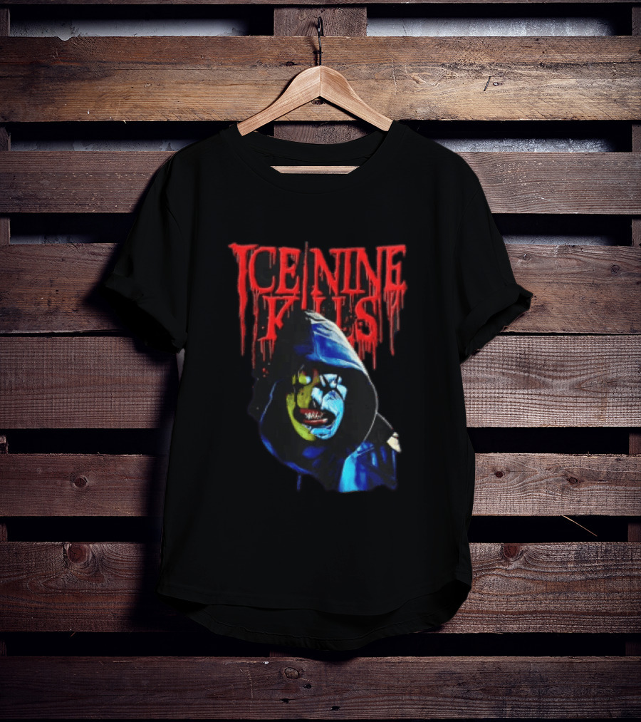 Ice Nine Kills Hooded Figure Clown Mask Dripping Red Letters T-Shirt