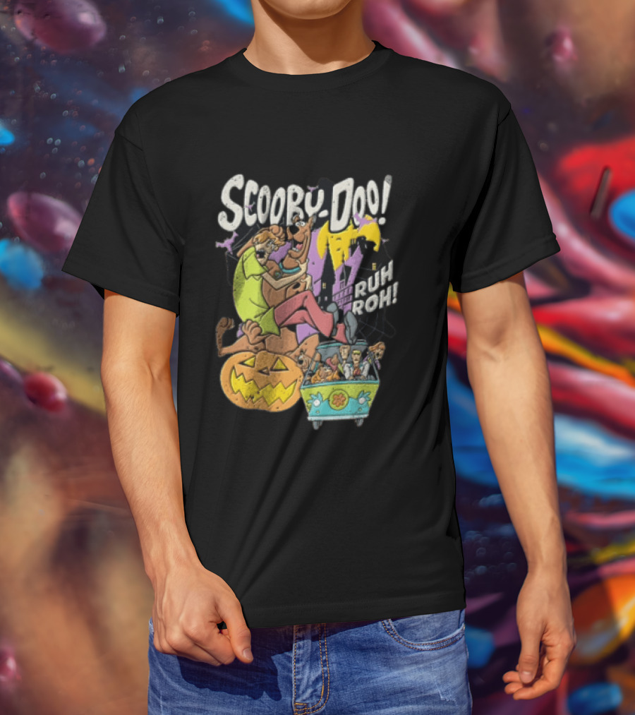 Scooby Doo Ruh Roh Shaggy Haunted House Pumpkin Mystery Machine T-Shirt