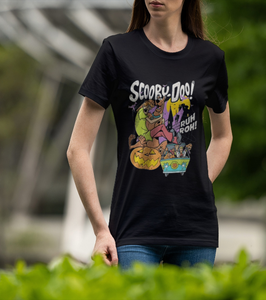 Scooby Doo Ruh Roh Shaggy Haunted House Pumpkin Mystery Machine T-Shirt