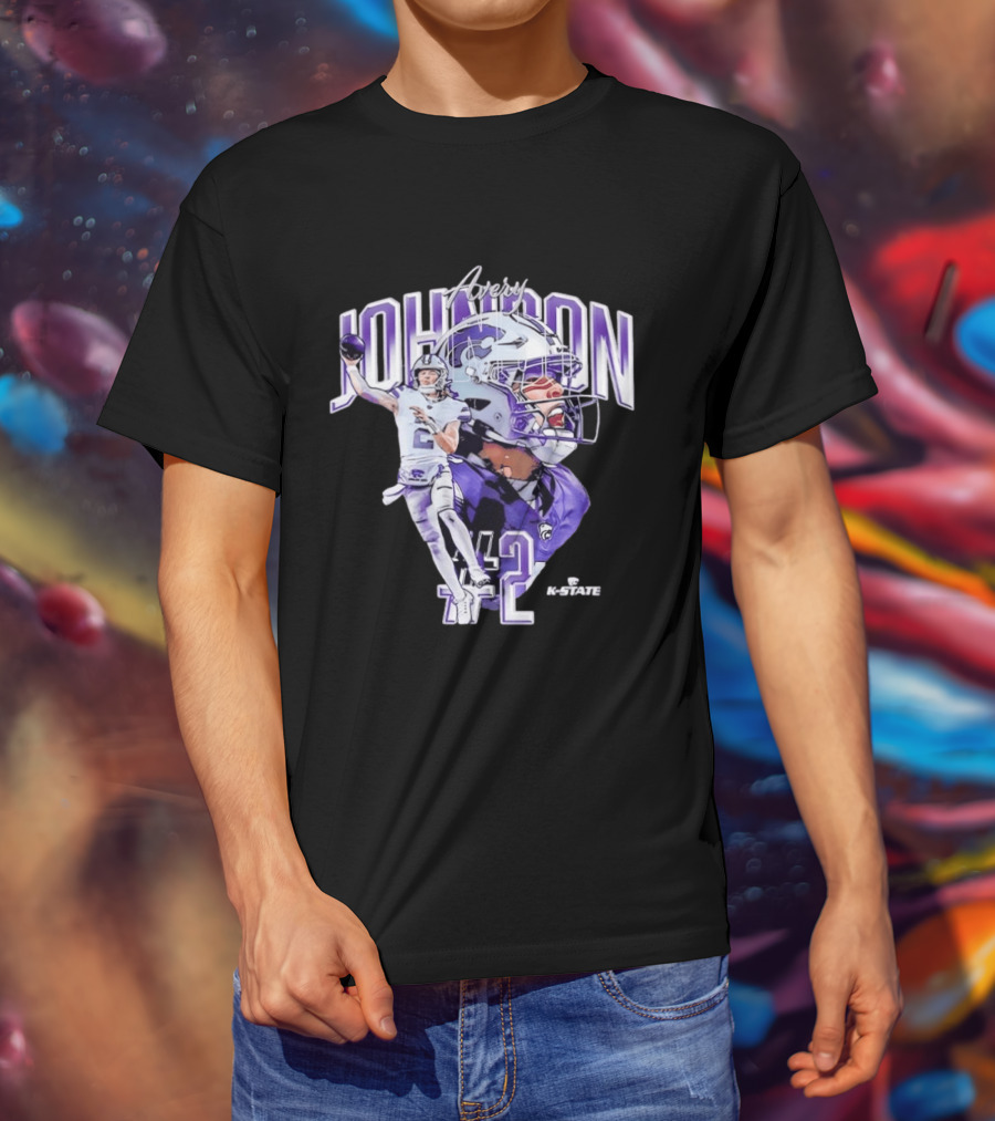 Kansas State Wildcats No 2 Avery Johnson NCAA Football Caricature K State T-Shirt