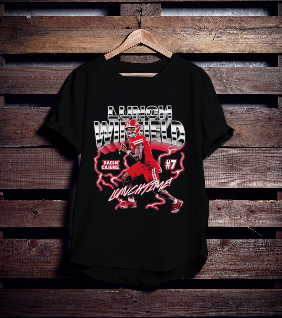 Lunch Winfield Ragin' Cajuns #7 LUNCHTIME NCAA Football Collage T-Shirt