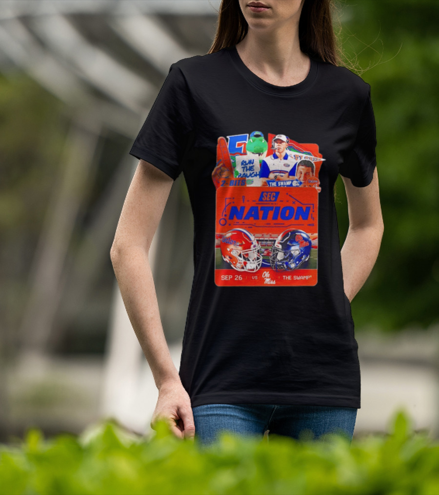 SEC Nation Florida Gators Vs Ole Miss The Swamp September 26 Helmets Football Rivalry T-Shirt