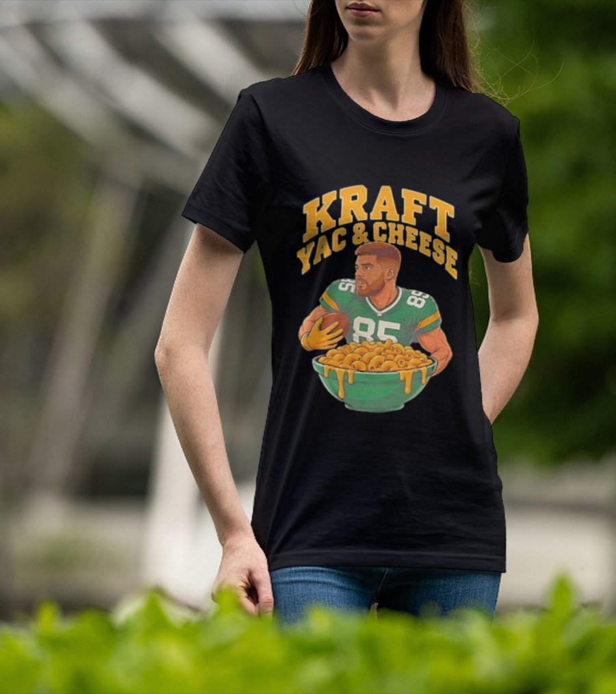 Kraft Yac & Cheese Green Bay Packers 85 Football Player With Bowl T-Shirt