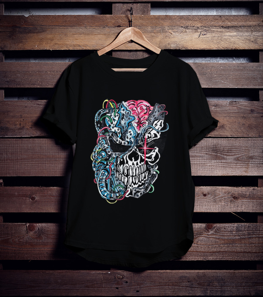 Warrenlotas Cybernetic Skull Art Piece T-Shirt