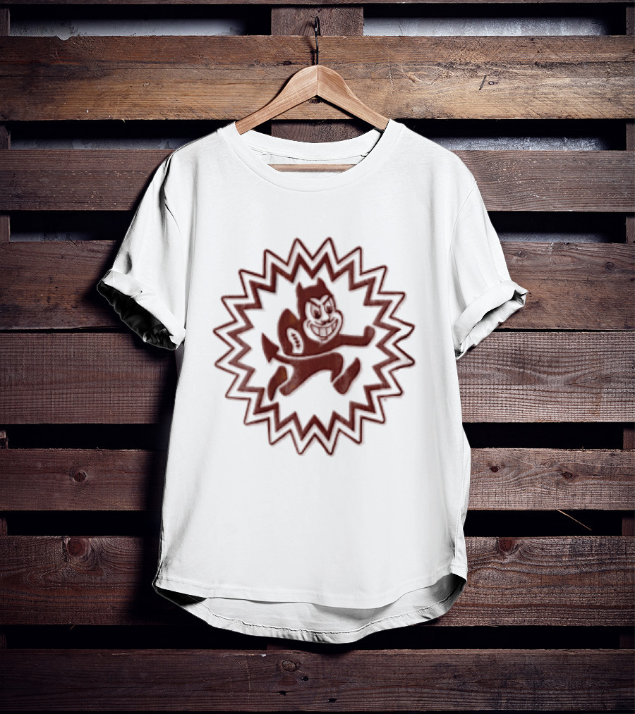 Arizona State Sun Devils Mascot Cartoon Devil Running Football Burst T-Shirt