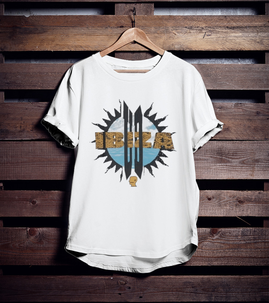 Brain Dead UD Ibiza Sun Collaboration Brick Text With Sun And Sky T-Shirt
