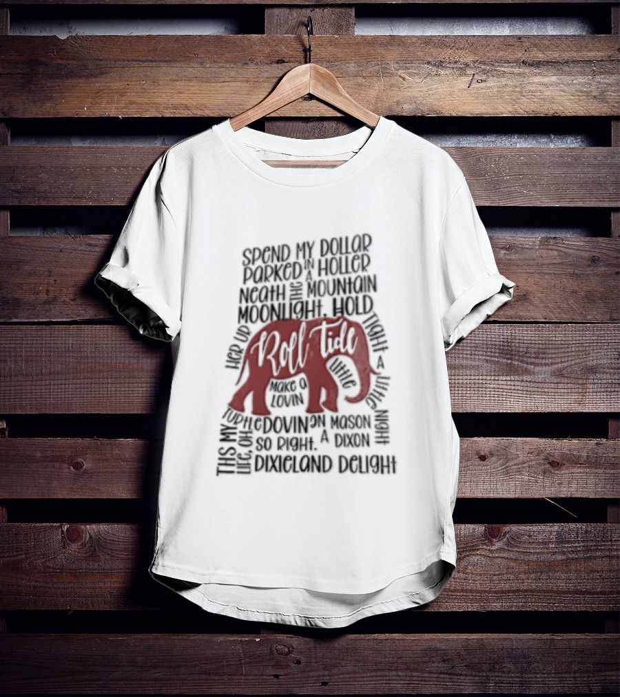Alabama Crimson Tide Roll Tide Dixieland Delight Elephant T-Shirt
