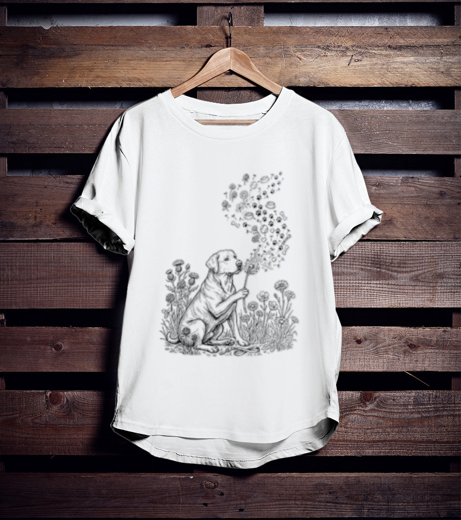 Floral Labrador Retriever Dandelion Dog With Flower T-Shirt