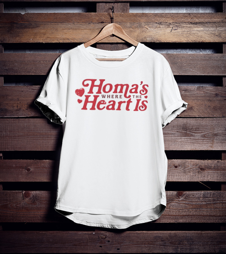 Homa's Where The Heart Is Red Text With Heart T-Shirt