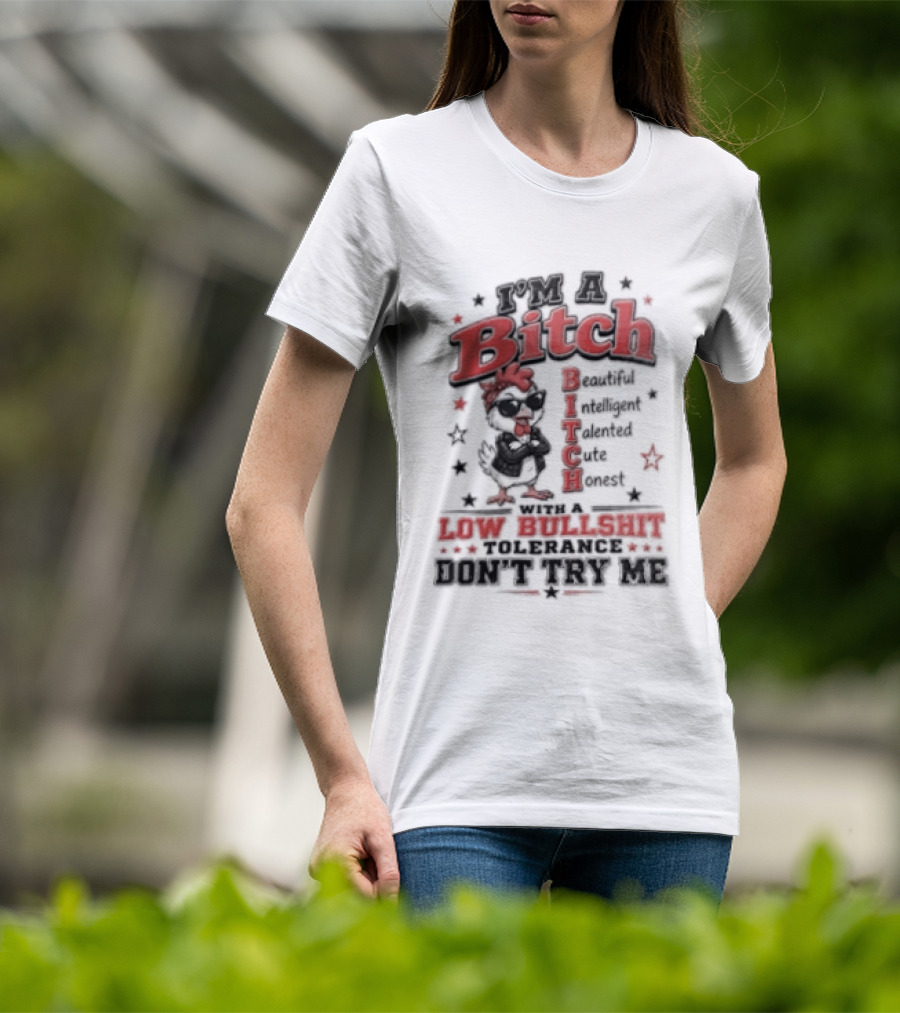I'm A Bitch Beautiful Intelligent Talented Honest Low Bullshit Tolerance Don't Try T-Shirt