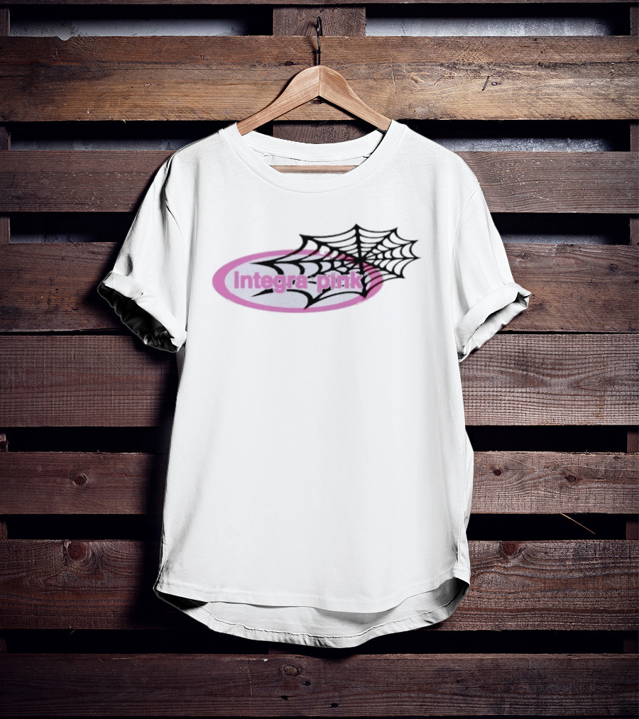 Integra Pink Oval With Black Web White T-Shirt