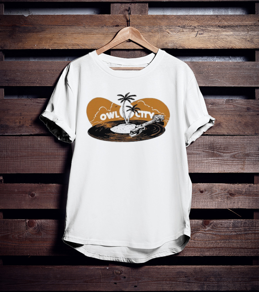Owl City Vinyl Beach Paradise With Palm Trees T-Shirt
