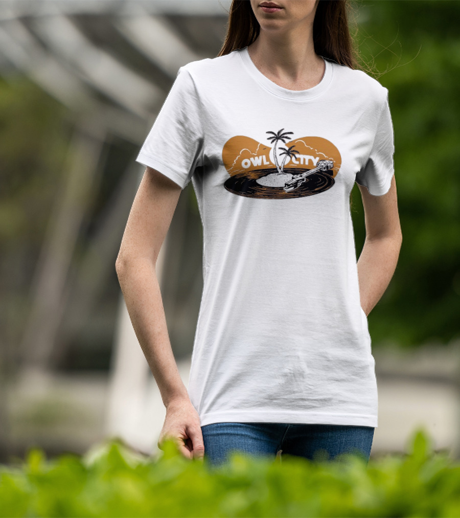 Owl City Vinyl Beach Paradise With Palm Trees T-Shirt