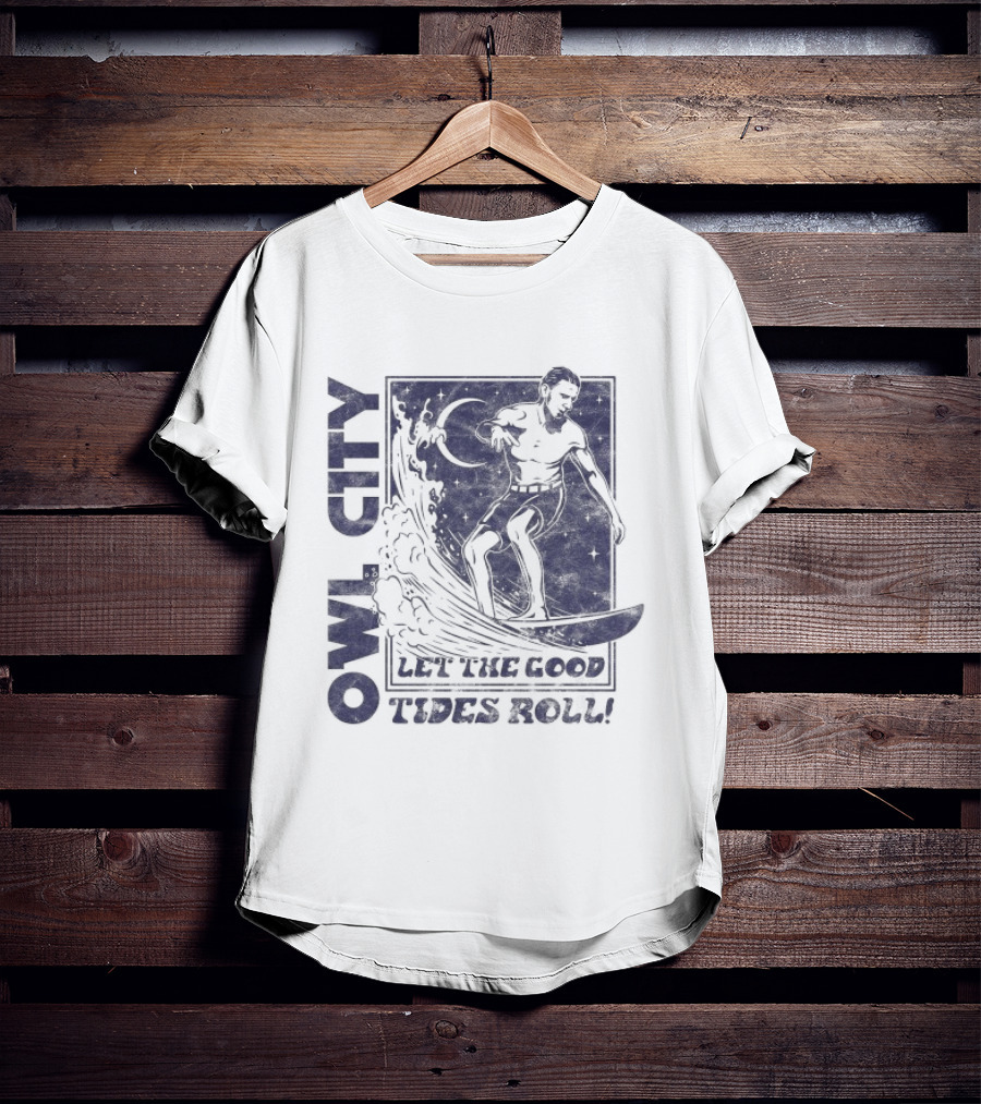 Owl City Let The Good Tides Roll Surfer Wave Adventure T-Shirt