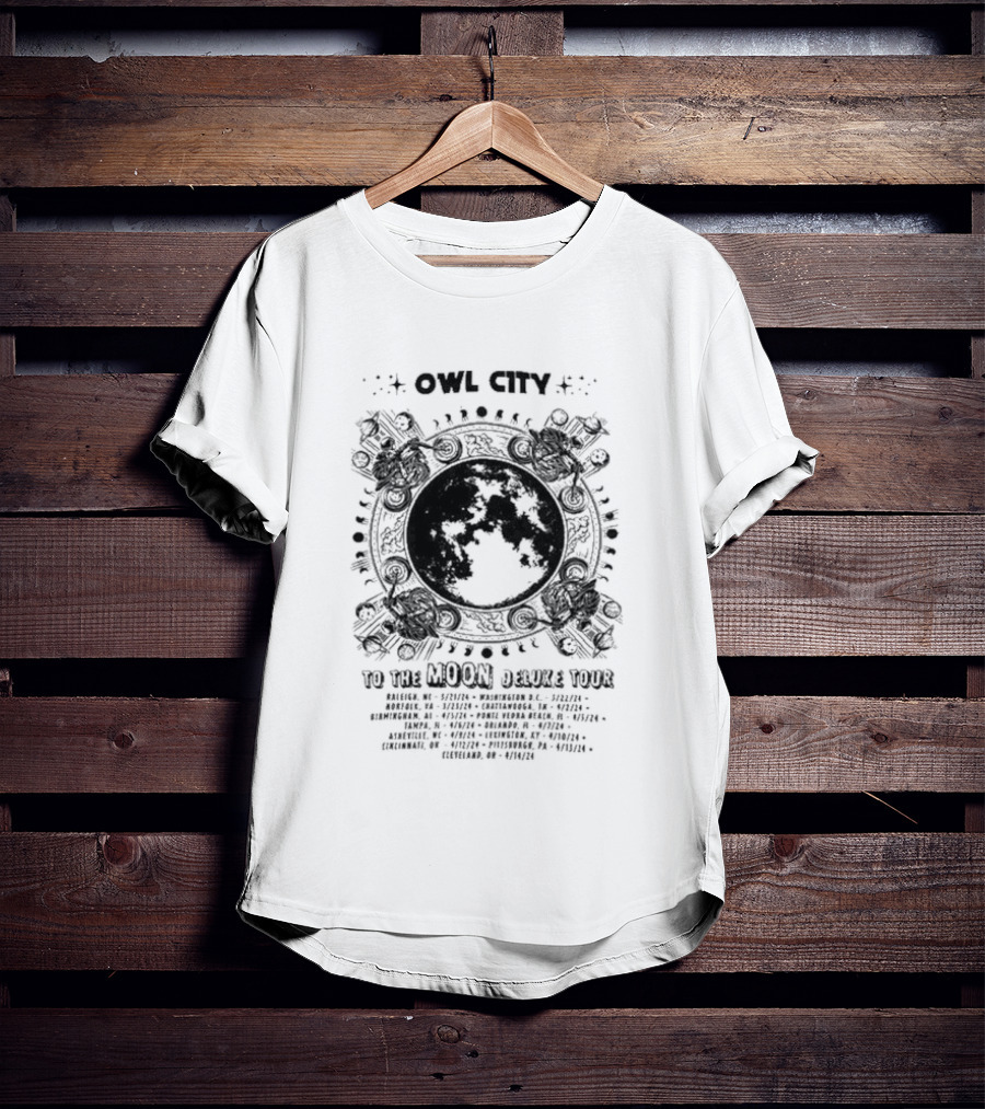 Owl City To The Moon Deluxe 2024 Concert Tour Dates And Locations T-Shirt