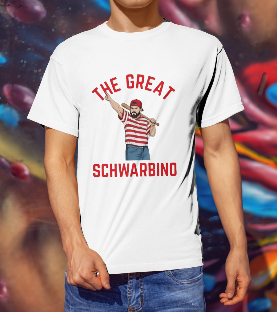 Philadelphia Phillies The Great Schwarbino Baseball Player Stripes And Bat T-Shirt