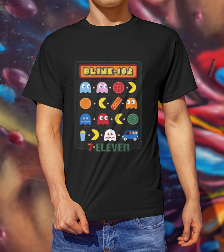 Blink 182 Pac Man 7 Eleven Collaboration Longsleeve Retro Arcade T-Shirt