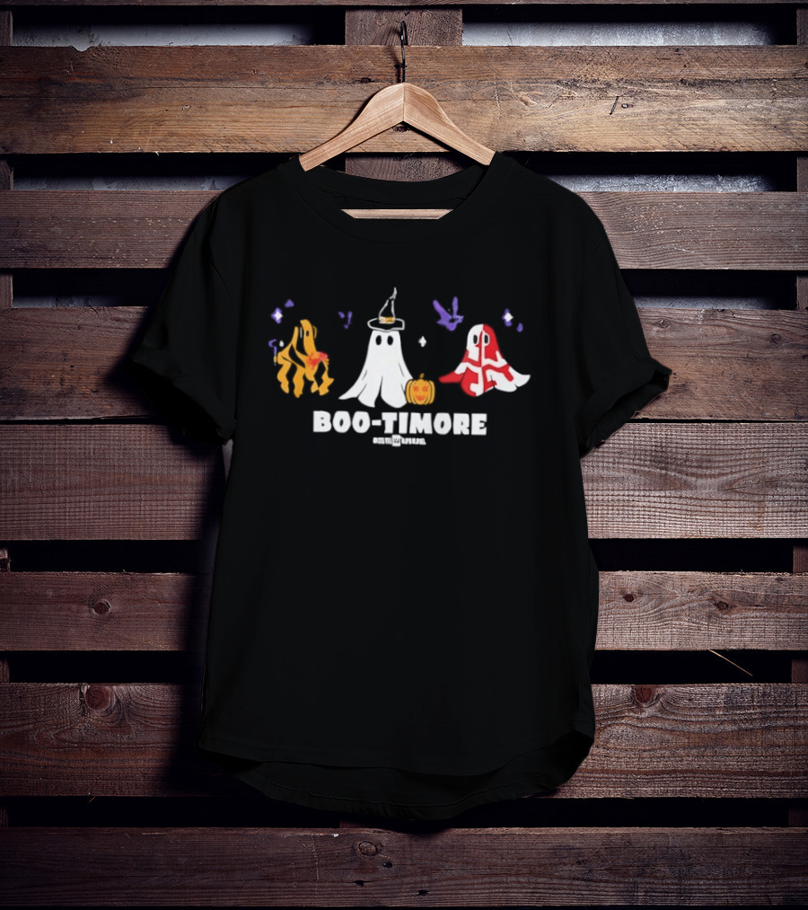 Boo Timore Halloween Ghost Crab Pumpkin Pelican Ravens Orioles T-Shirt