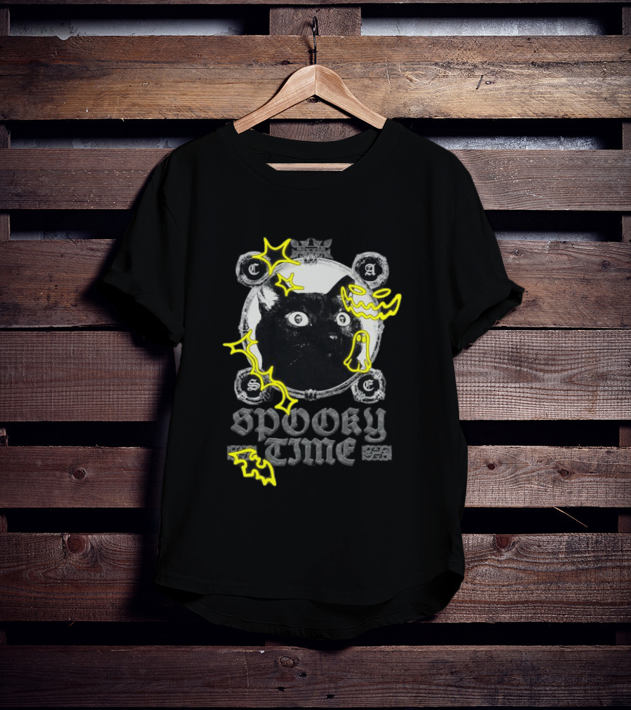 Caseoh Games Store Caseoh's Kitty Spooky Time Black Cat Ghosts T-Shirt