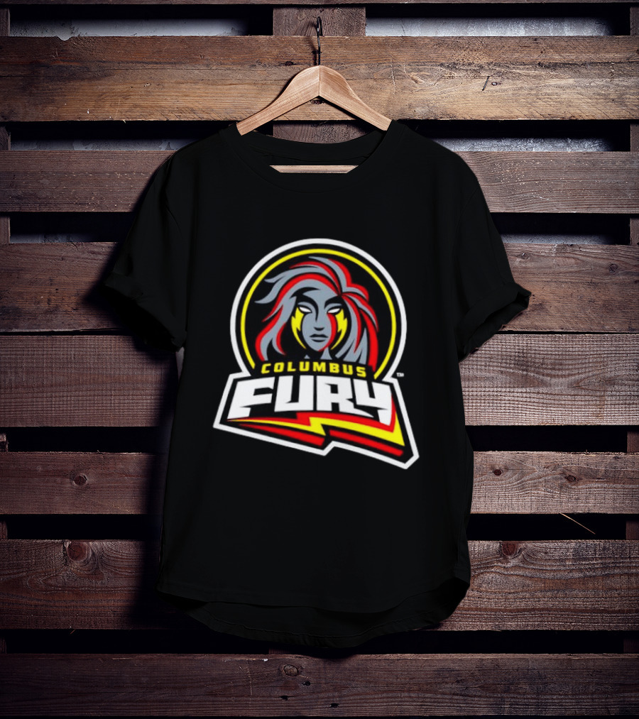 Columbus Fury Iconic Logo With Bold Red And Yellow Accents T-Shirt