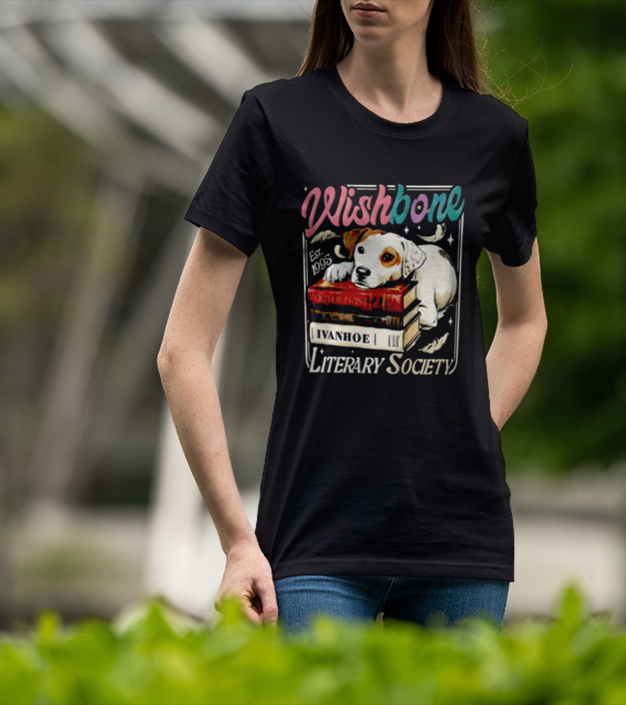 Wishbone Jack Russell Terrier Literary Society Ivanhoe Aaron Twist Books T-Shirt