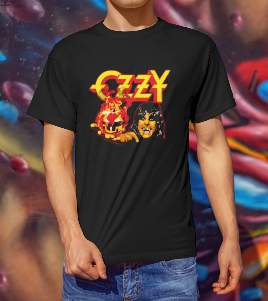 Ozzy Osbourne Halloween Pumpkin Fiery Face T-Shirt