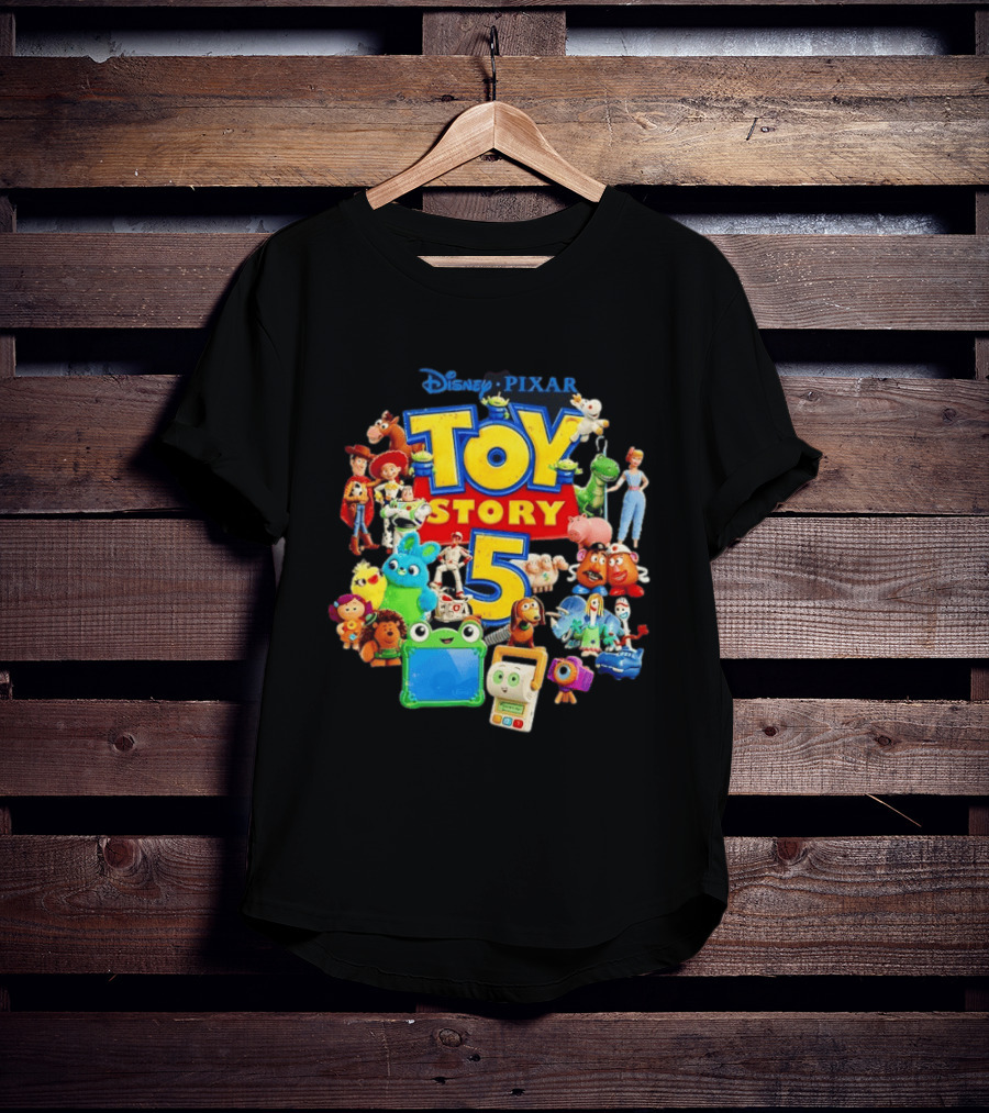Disney Pixar Toy Story 5 Characters Collection Woody Buzz Rex Bo Peep Mr Potato Head Slinky Jessie Forky T-Shirt