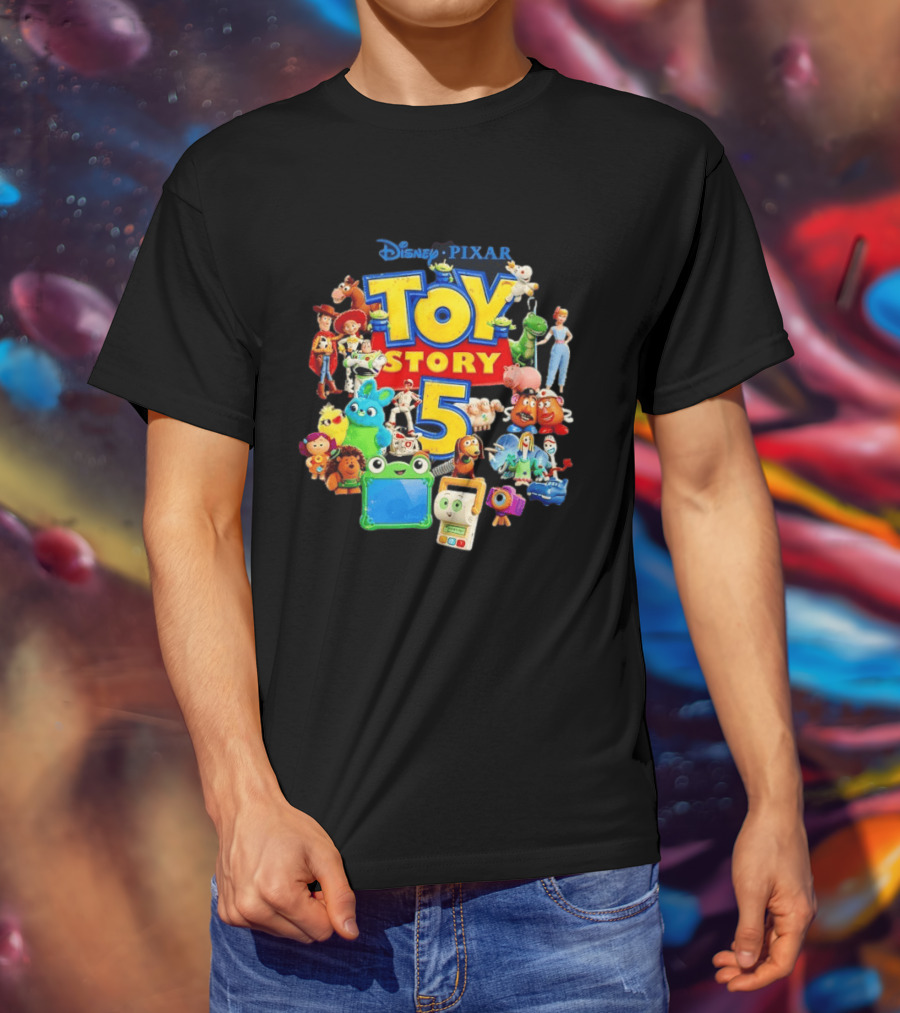 Disney Pixar Toy Story 5 Characters Collection Woody Buzz Rex Bo Peep Mr Potato Head Slinky Jessie Forky T-Shirt