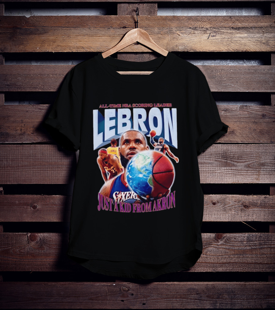 LeBron All Time NBA Scoring Leader Just A Kid From Akron T-Shirt